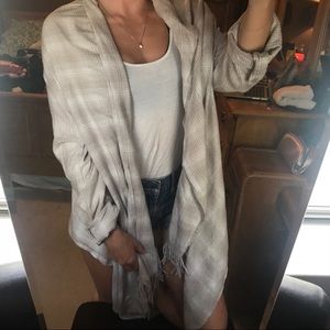 Blush pink & White Billabong Flannel Shawl